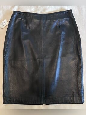 90’s Vintage, JLC New York Black Leather Skirt, NWT, size 10